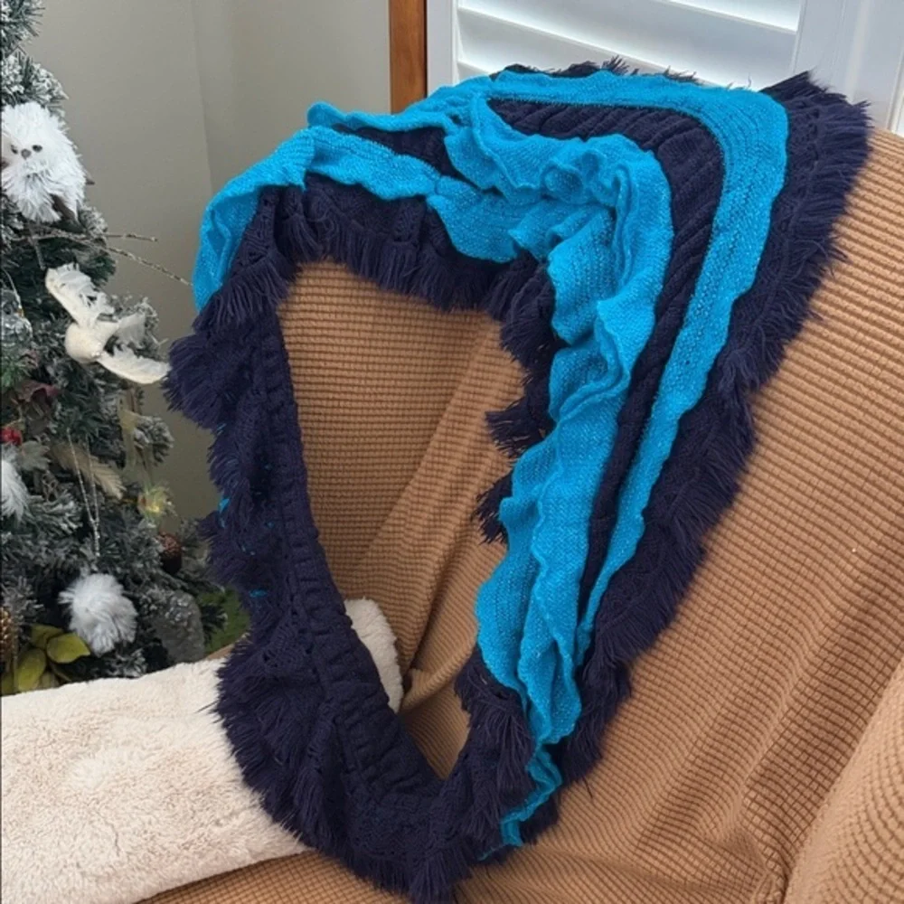 Blue reversible, infinity Scarf